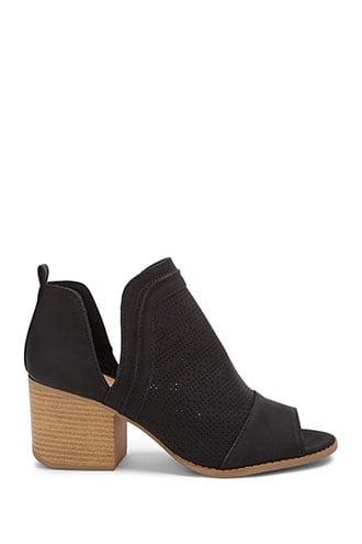 Forever21 Qupid Faux Leather Perforated Peep-toe Booties