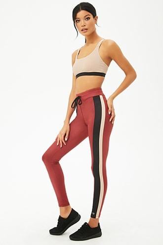 Forever21 Active Contrast Striped Drawstring Leggings