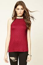 Forever21 Women's  Red Burnout Longline Cami