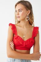 Forever21 Floral Eyelet Lace Crop Top