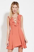 Forever21 Women's  Flounce Lace-up Dress