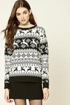 Forever21 Women's  Reindeer Fair Isle Sweater