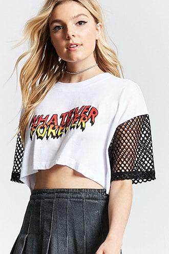 Forever21 Whatever Mesh Sleeve Top