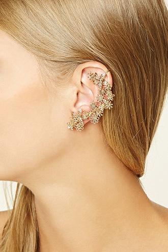 Forever21 Floral Cutout Ear Cuff Set