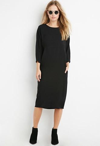 Forever21 Women's  Dolman Shift Dress (black)