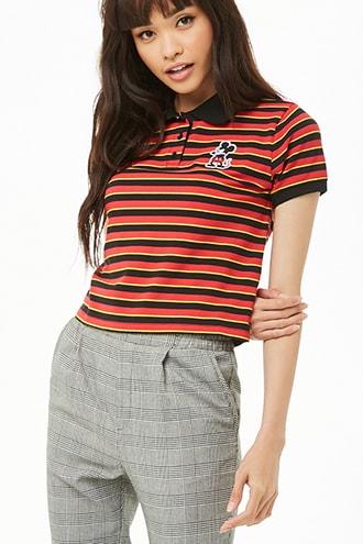 Forever21 Mickey Mouse Striped Polo