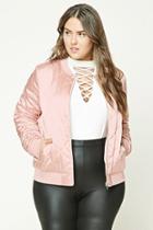 Forever21 Plus Women's  Pink Plus Size Quilted Bomber Jacket