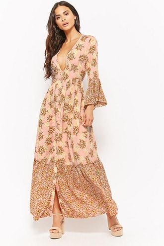 Forever21 Vero Moda Floral Button-front Maxi Dress