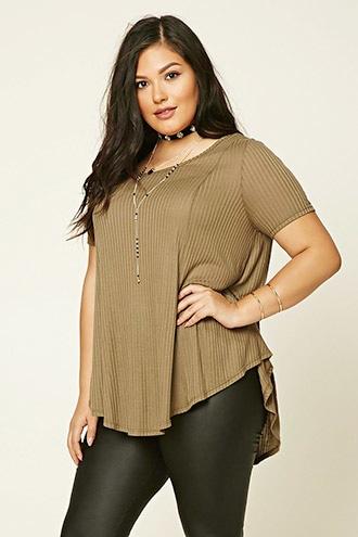 Forever21 Plus Women's  Plus Size Ribbed Trapeze Top