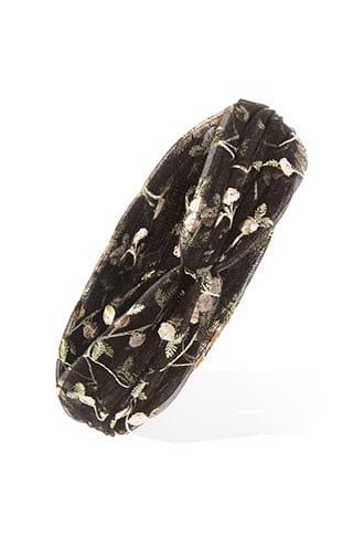 Forever21 Sheer Mesh Floral Embroidered Twist-front Headwrap