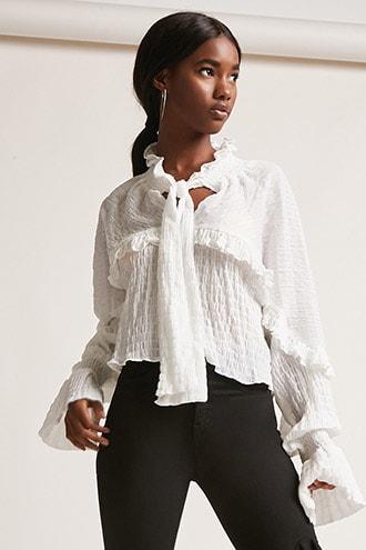 Forever21 Ruffled Pussycat Bow Top