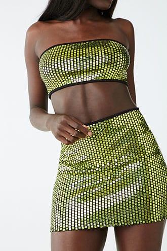 Forever21 Geo Sequin Bandeau & Mini Skirt