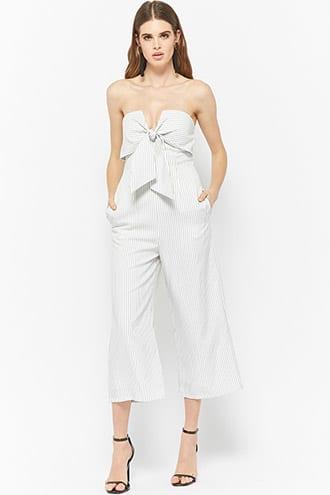 Forever21 Pinstriped Strapless Jumpsuit