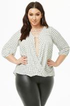 Forever21 Plus Size Crepe Grid Strappy Surplice Top