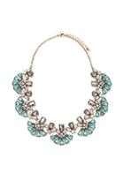 Forever21 Rhinestone Petal Statement Necklace (teal/antic.g)