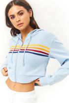 Forever21 Rainbow-striped Cropped Hoodie