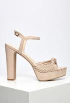 Forever21 Women's  Strappy Faux Suede Platform Sandals (nude)