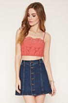 Forever21 Embroidered Crochet Cropped Cami