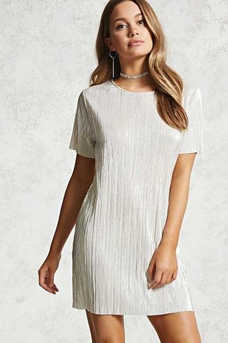 Forever21 Metallic Pleated Shift Dress