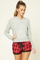 Forever21 Women's  Plaid Lace-trimmed Pj Shorts