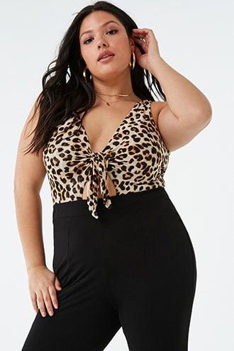 Forever21 Plus Size Contrast Leopard Print Jumpsuit