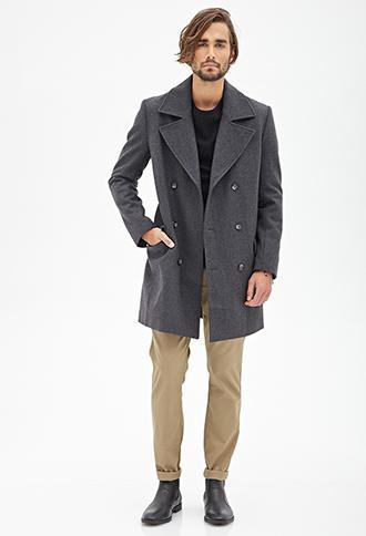 21 Men Wool-blend Trench Coat Charcoal Heather X-small | LookMazing