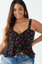 Forever21 Plus Size Cherry Print Tie-back Top
