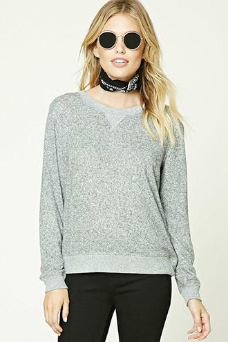 Love21 Women's  Heather Grey Contemporary Marled Sweatshirt