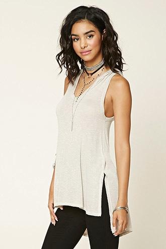 Forever21 Women's  Ribbed Knit Hoodie Top