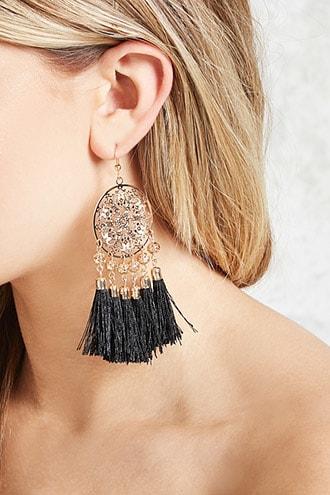 Forever21 Tassel Hoop Drop Earrings