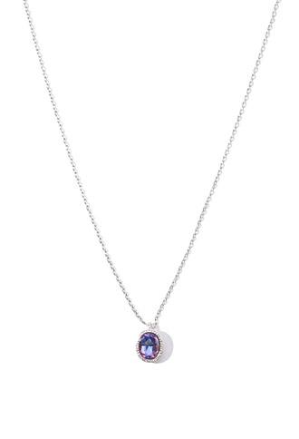 Forever 21 Faux Gemstone Charm Necklace Silver/multi One Size