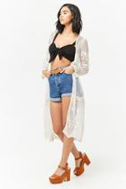 Forever21 Floral Embroidered Mesh Duster