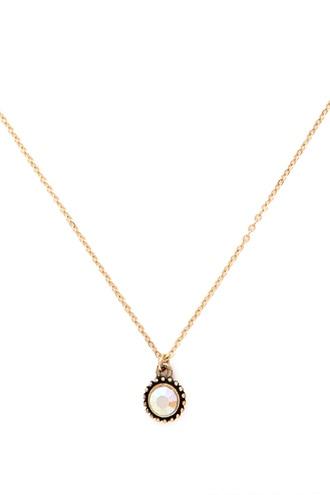 Forever21 Gold & Cream Rhinestone Pendant Necklace
