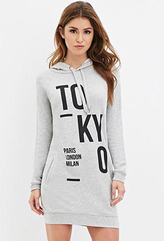 Forever21 Women's  Hooded Tokyo Dress (heather Grey/black)