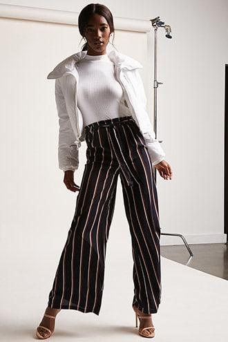 Forever21 Belted Multistripe Palazzo Pants