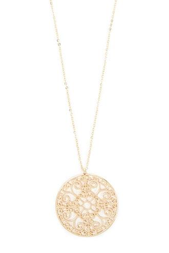 Forever21 Ornate Disc Pendant Necklace