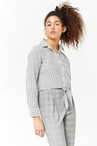 Forever21 Pinstriped Tie-front Shirt