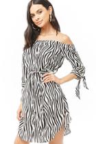 Forever21 Off-the-shoulder Tiger Striped Dress