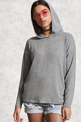 Forever21 Heathered Knit Hooded Top