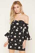 Forever21 Women's  Floral Off-the-shoulder Dress