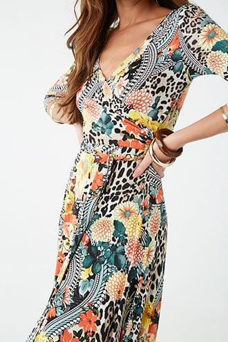 Forever21 Floral Patternblock Surplice Maxi Dress