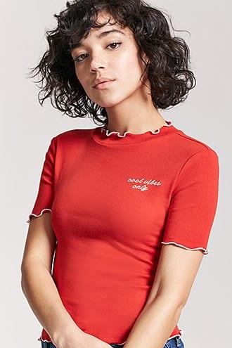 Forever21 Contrast Cool Vibes Only Graphic Top