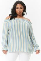 Forever21 Plus Size Multicolor Striped Off-the-shoulder Top