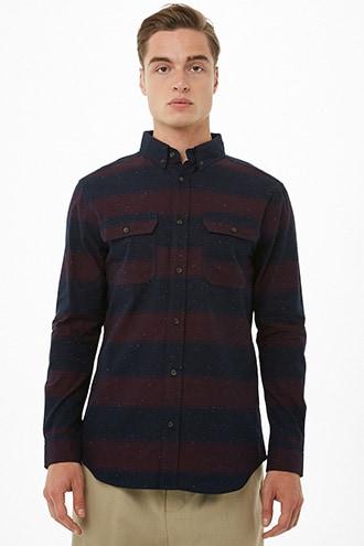 Forever21 Como Man Striped Slub Woven Shirt