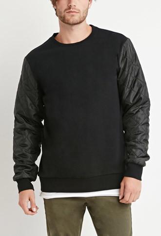 21 Men Quilted Colorblock Sweatshirt