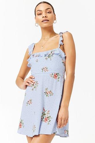Forever21 Floral Flounce Sleeve Dress