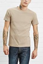 21 Men Men's  Taupe Ribbed Knit Tee