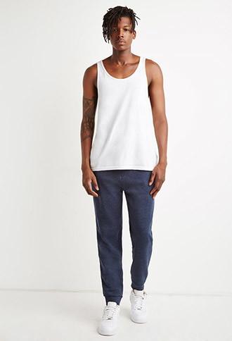 21 Men Drawstring Heathered Sweatpants (navy)