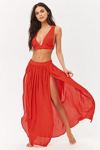 Forever21 Chiffon Swim Cover-up Crop Top