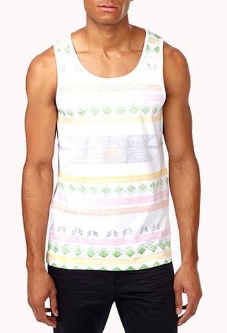 21 Men Reverse Southwestern Stripe Tank